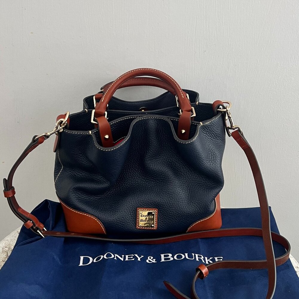 Dooney & Bourke Small Brenna Pebble Navy Leather Handbag Tote